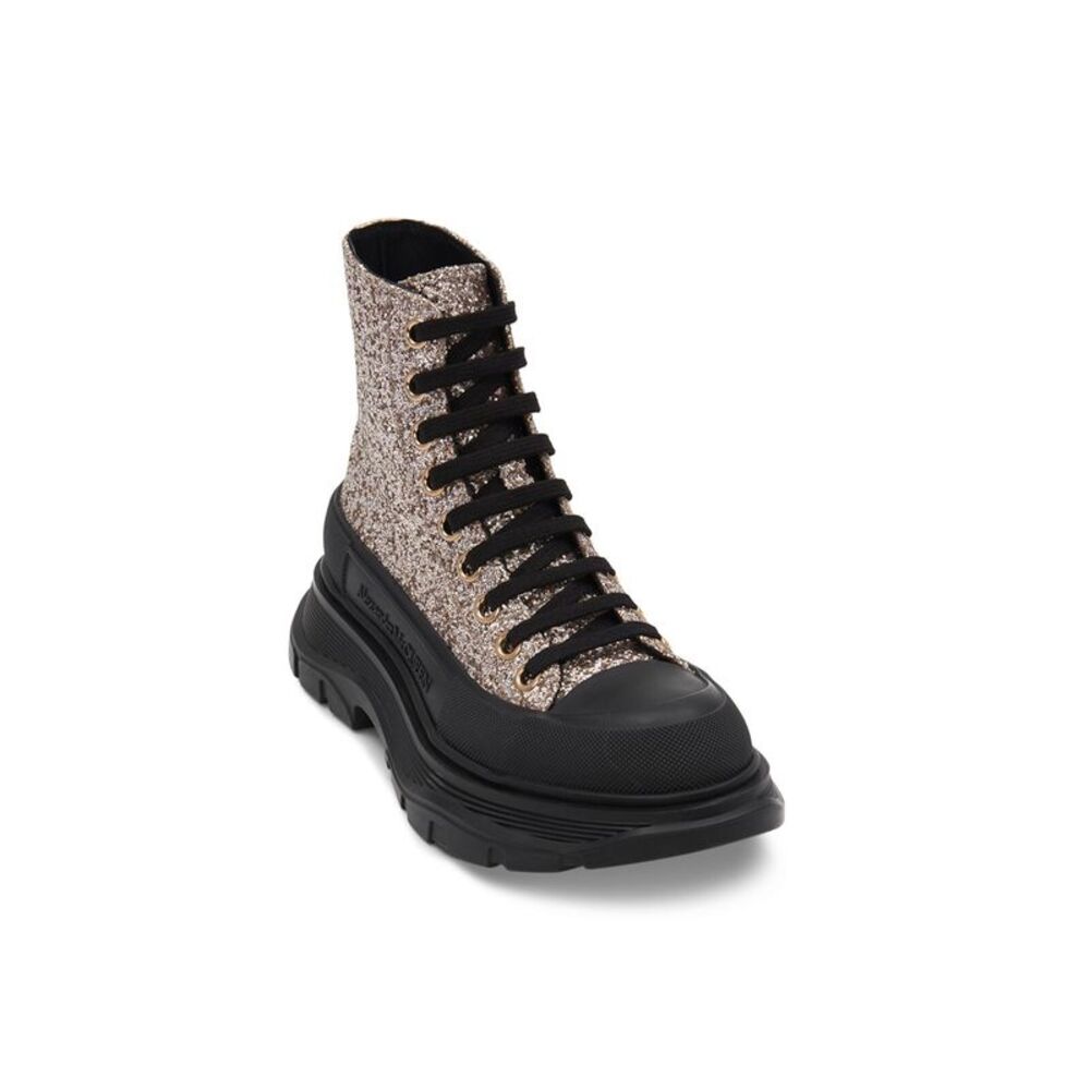 ALEXANDER MCQUEEN Womens Beige 1-1/2" Platform Toe Wedge Combat Boots 36.5